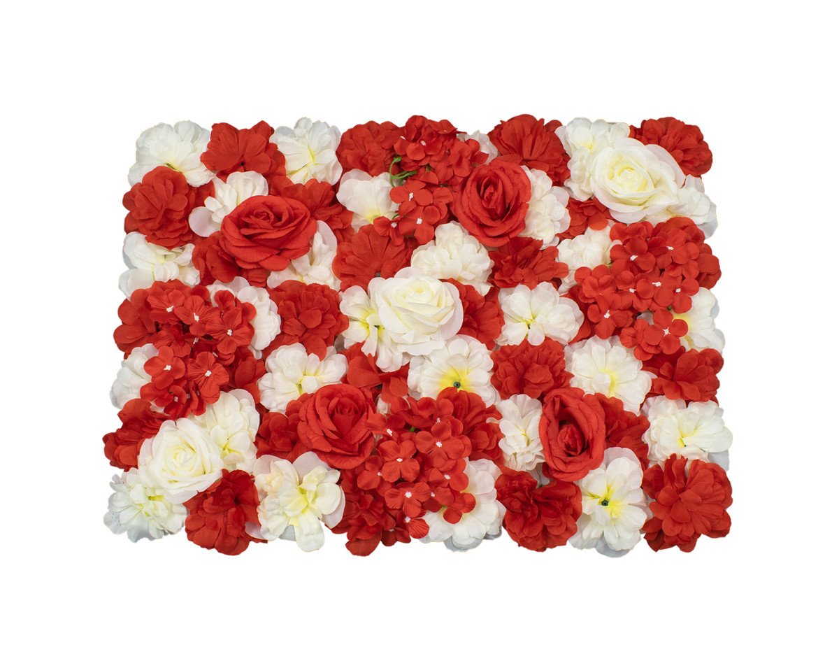 GloboStar® 78303 Συνθετικό Πάνελ Λουλουδιών - Κάθετος Κήπος Τριαντάφυλλο - Αζαλέα - Ορτανσία Μ60 x Υ40 x Π8cm