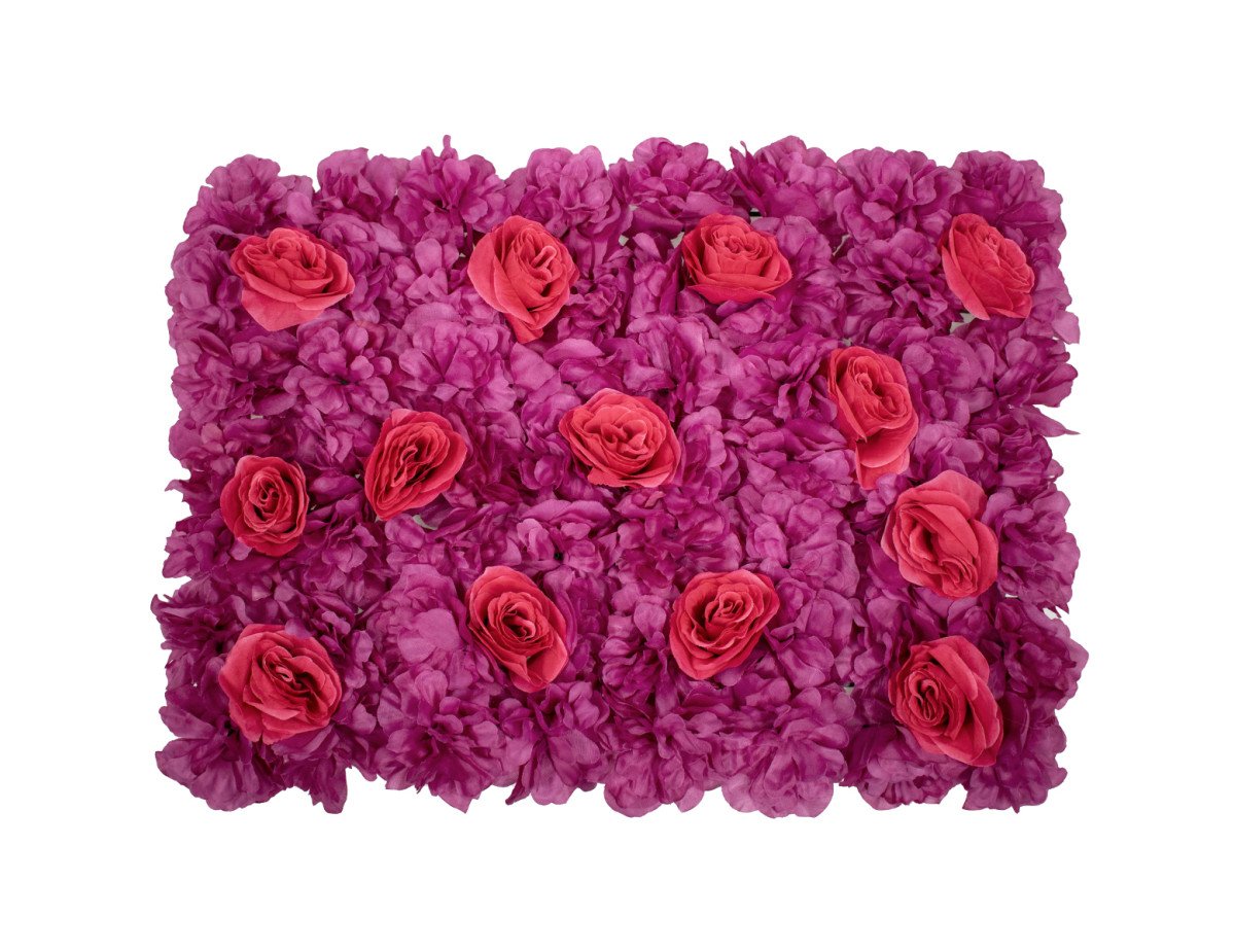 GloboStar® 78309 Συνθετικό Πάνελ Λουλουδιών - Κάθετος Κήπος Τριαντάφυλλο - Αζαλέα Μ60 x Υ40 x Π7cm