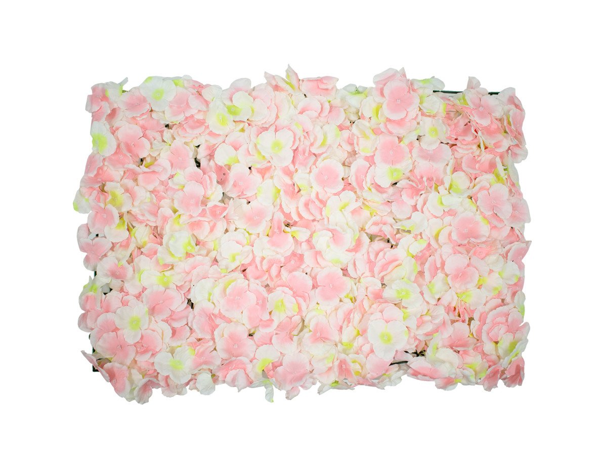 GloboStar® 78323 Συνθετικό Πάνελ Λουλουδιών - Κάθετος Κήπος Άγρια Ορτανσία Ροζ/Λευκό/Κίτρινο Μ60 x Υ40 x Π5cm