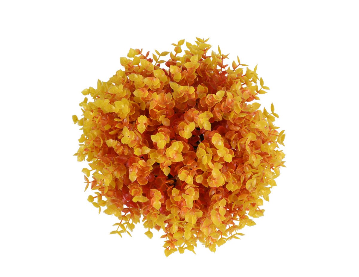 GloboStar® 78513 Artificial - Συνθετικό Τεχνητό Διακοσμητικό Φυτό Θάμνος Πυξάρι Πορτοκαλί - Κίτρινο Φ26cm