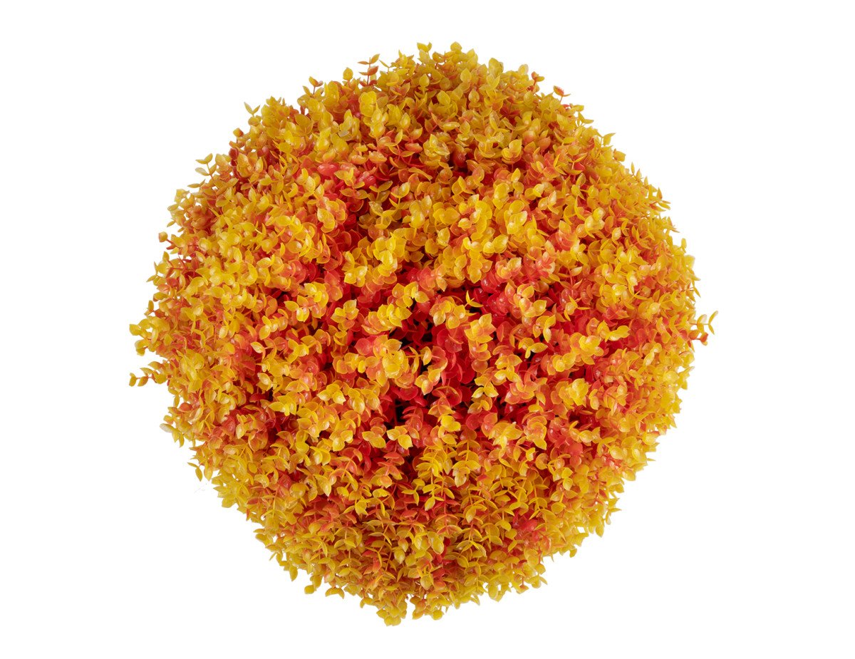 GloboStar® 78516 Artificial - Συνθετικό Τεχνητό Διακοσμητικό Φυτό Θάμνος Πυξάρι Πορτοκαλί - Κίτρινο Φ46cm