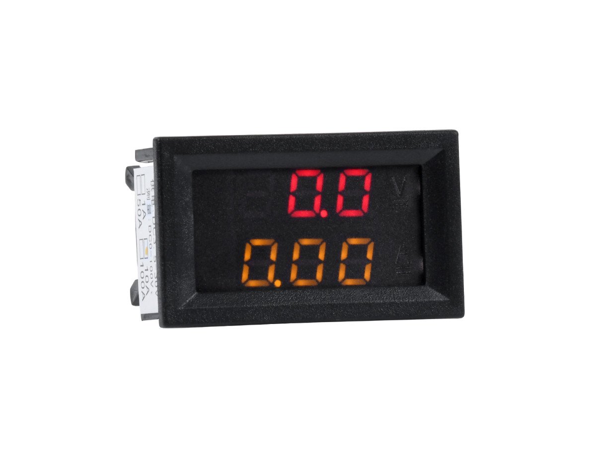 GloboStar® 79988 Όργανο Μέτρησης Τάσης Βολτόμετρο - Αμπερόμετρο με Οθόνη LED Display DC 0 έως 100V - Ampere 0 έως 9.99A Κόκκινο Πορτοκαλί Μ5 x Π1.5 x Υ3cm