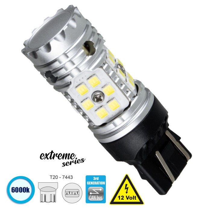 GloboStar® 81151 Λάμπα Αυτοκίνητου T20 - 7443 - W21/5W 3rd Generation Can-Bus Extreme Series LED 30 SMD 3030 24W 3600lm 360° DC 12V IP20 Ψυχρό Λευκό 6000K GloboStar® 81151 Λάμπα Αυτοκίνητου T20 - 7443 - W21/5W 3rd Generation Can-Bus Extreme Series LED 30 SMD 3030 24W 3600lm 360° DC 12V IP20 Ψυχρό Λευκό 6000K