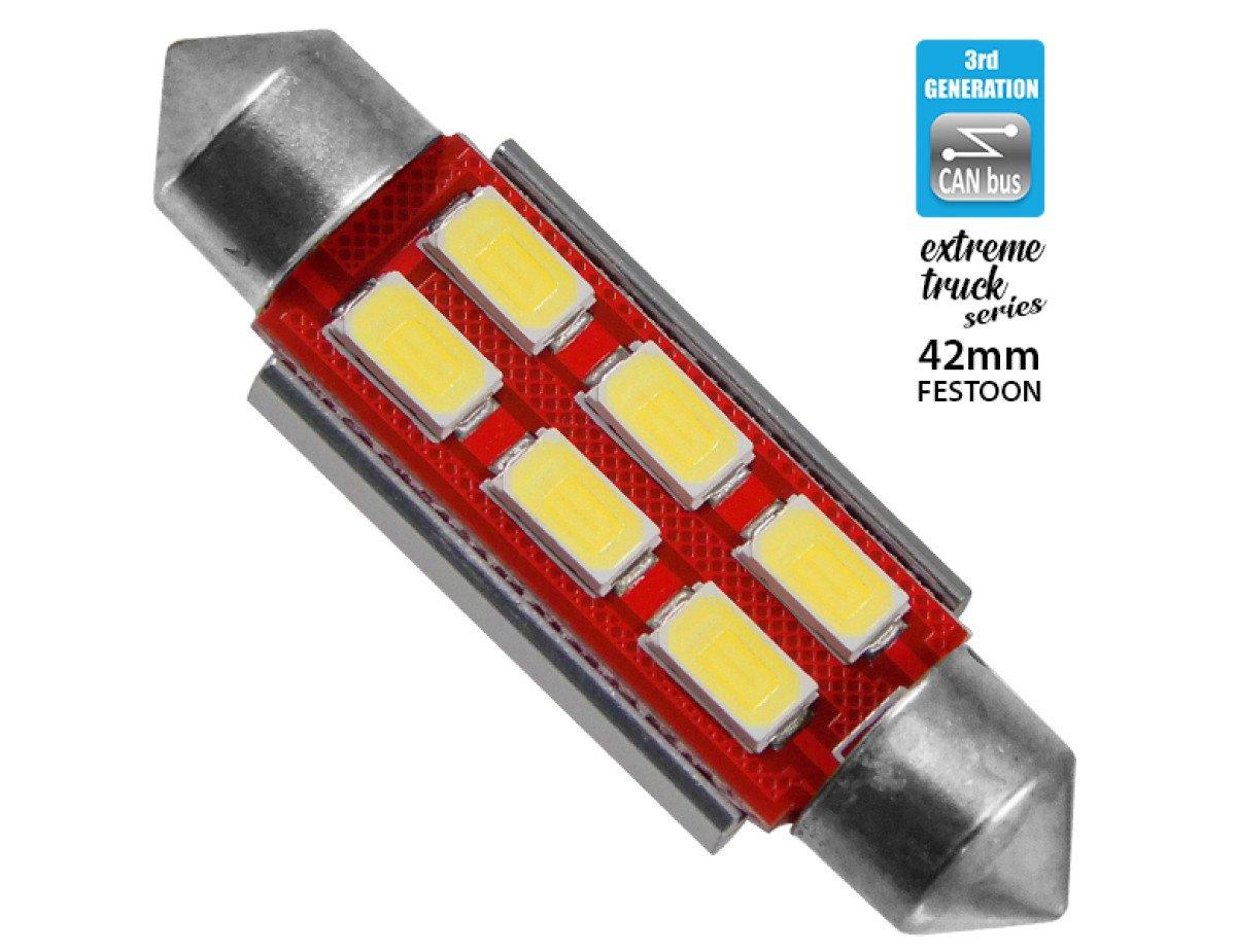 Σωληνωτός LED Extreme Truck Series Can-Bus 3ης Γενιάς 42mm 4.5w 24V Ψυχρό Λευκό 6000k GloboStar 81344