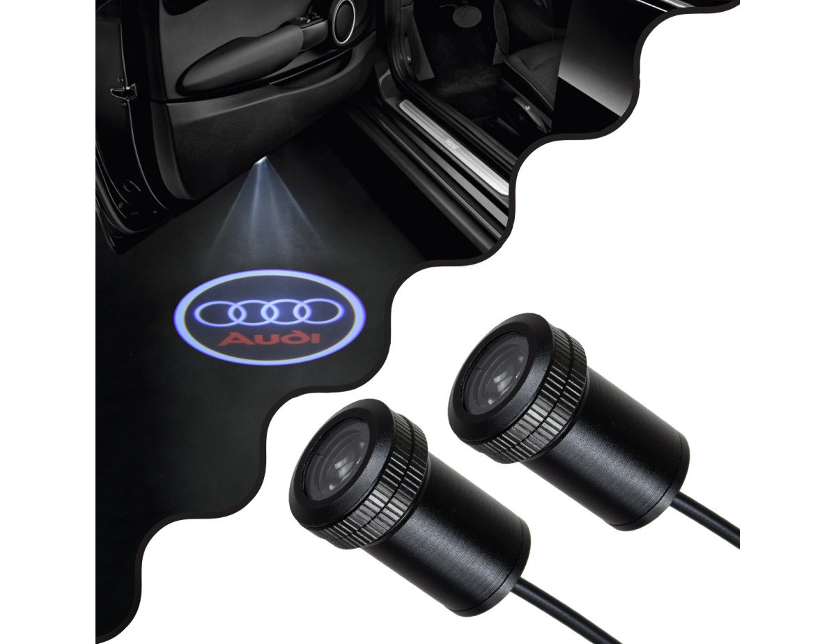 GloboStar® 81602 AUDI Ghost Car Brand Logo Projector - Προτζέκτορας Προβολής Μάρκας Αυτοκινήτου LED CREE XHP35 3W 240lm 120° DC 12V IP20 Ψυχρό Λευκό 6000K