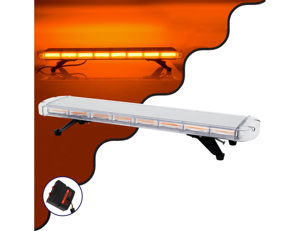 GloboStar® 85189 PRO Series Φάρος Σήμανσης Οχήματος Οδικής Βοήθείας για Αυτοκίνητα & Φορτηγά 6 Προγραμμάτων Φωτισμού STROBE LED COB 180W DC 10-30V Αδιάβροχος IP66 Πορτοκαλί