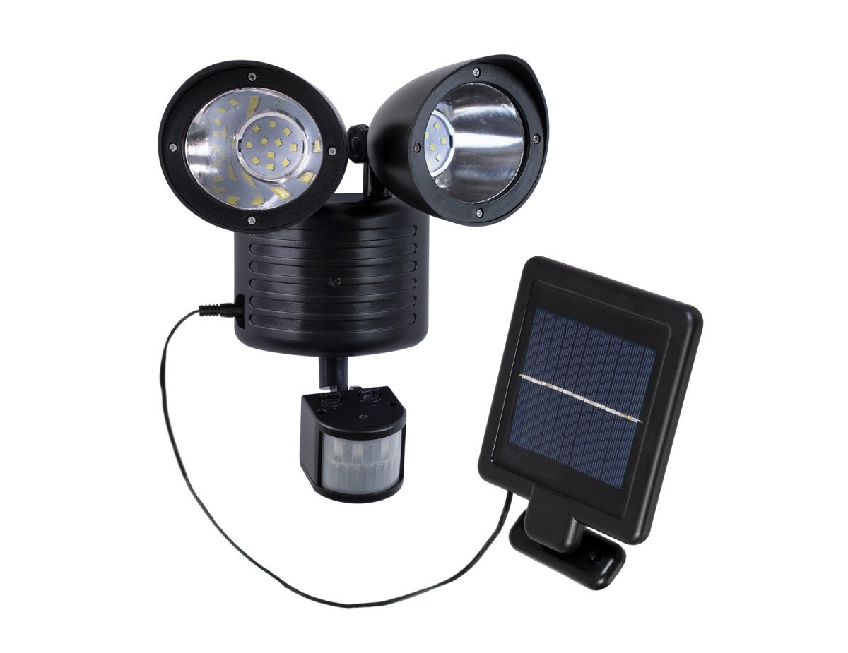 GloboStar® 85712 Μαύρο Αυτόνομο Ηλιακό Φωτιστικό LED SMD 10W 150lm με Ενσωματωμένη Μπαταρία 1200mAh - Φωτοβολταϊκό Πάνελ με Αισθητήρα Ημέρας-Νύχτας και PIR Αισθητήρα Κίνησης Αδιάβροχο IP54 Ψυχρό Λευκό 6000K