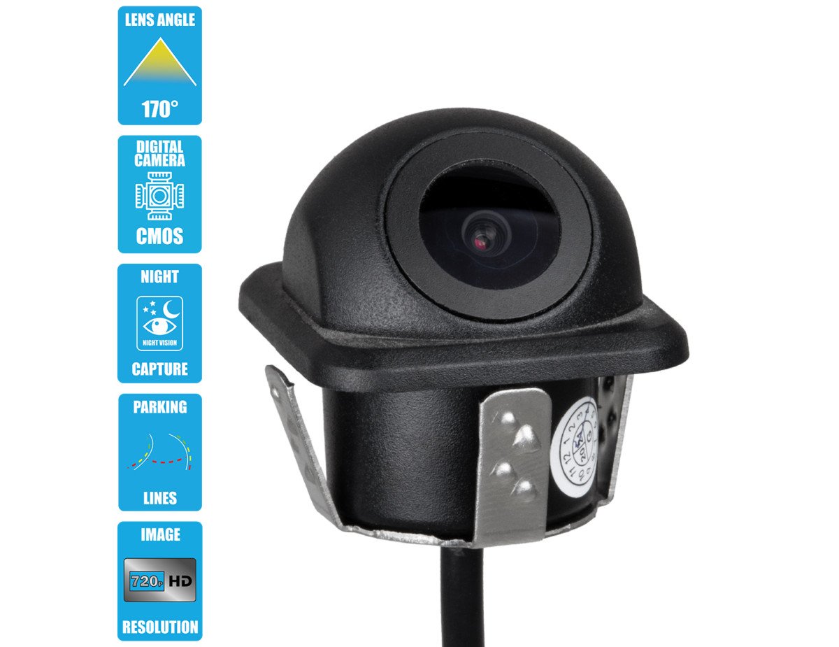 GloboStar® 86020 Αδιάβροχη Χωνευτή Έγχρωμη Κάμερα Οπισθοπορείας Αυτοκινήτου 1080p HD CMOS Signal With Moving Parking Lines IP68
