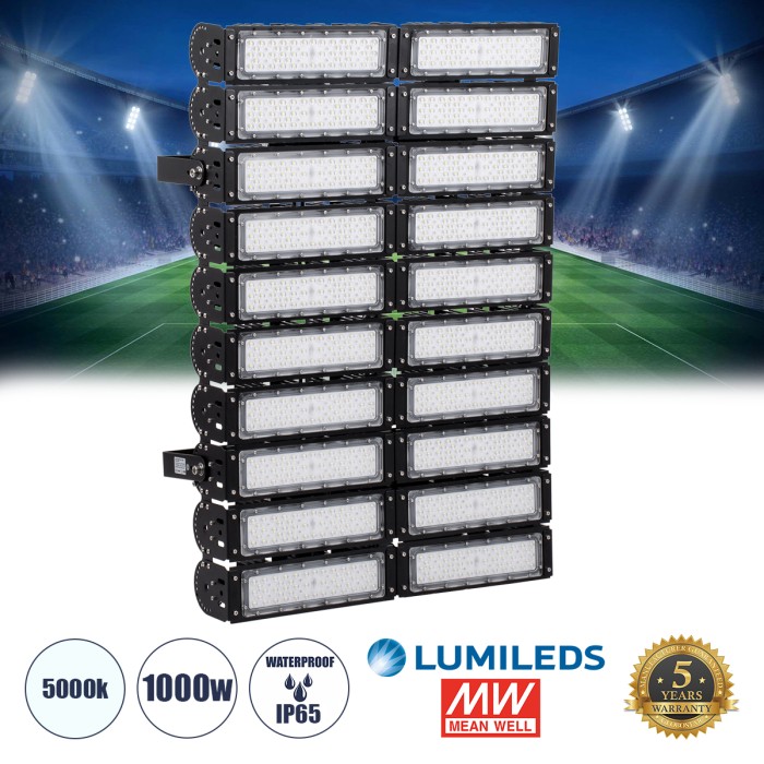 GLOBOSTAR® GOLIATH 90105 Προβολέας για Γήπεδα Tennis & Ποδοσφαίρου 5x5 LED 1000W 150000lm 75°x135° SDCM<5 Fish Eye Lens AC 220-240V Αδιάβροχο IP65 IK08 Φυσικό Λευκό 5000K - Lumileds SMD Chip & Mean Well Driver - Μαύρο Ματ - Μ62 x Π22 x Υ90cm - GLOBOSTAR® GOLIATH 90105 Προβολέας για Γήπεδα Tennis & Ποδοσφαίρου 5x5 LED 1000W 150000lm 75°x135° SDCM<5 Fish Eye Lens AC 220-240V Αδιάβροχο IP65 IK08 Φυσικό Λευκό 5000K - Lumileds SMD Chip & Mean Well Driver - Μαύρο Ματ - Μ62 x Π22 x Υ90cm -