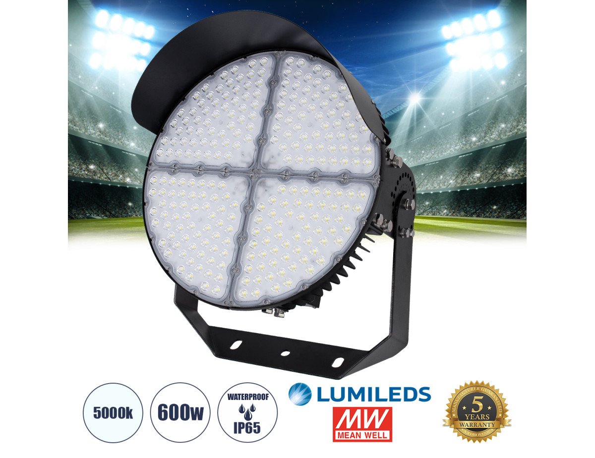 GloboStar® CYCLOP 90107 LED Προβολέας Γηπέδου 600W 96000LM 60° AC 100-277V IP65 - Ψυχρό Λευκό 5000K - MeanWell Driver & LumiLEDs Chip - 5 Years Warranty