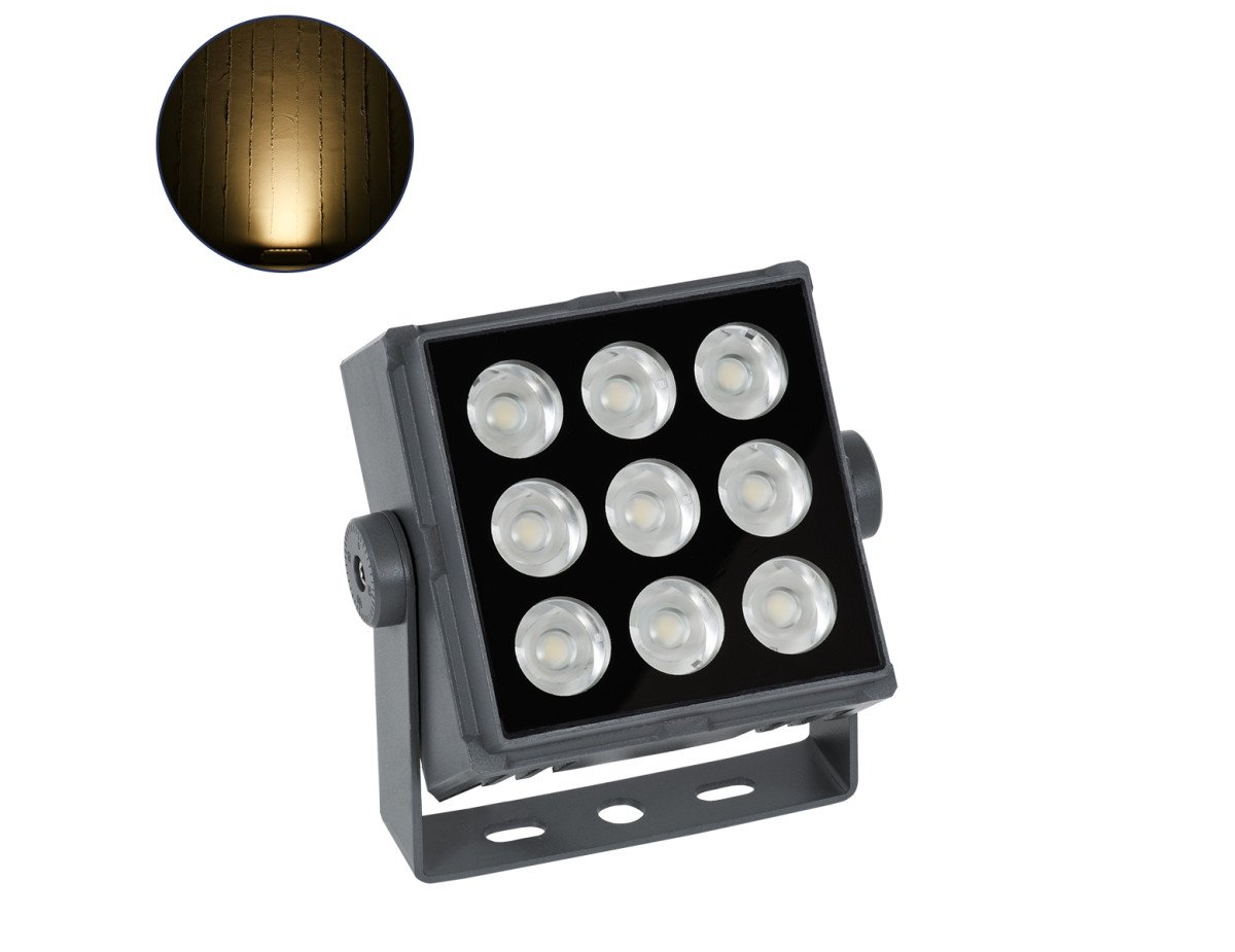 GloboStar® FLOOD-TINY 90368 Προβολέας Wall Washer για Φωτισμό Κτιρίων LED 27W 2430lm 3° DC 24V Αδιάβροχο IP65 Μ13.8 x Π16.4 x Υ7cm Θερμό Λευκό 2700K - Γκρι Ανθρακί - 3 Χρόνια Εγγύηση