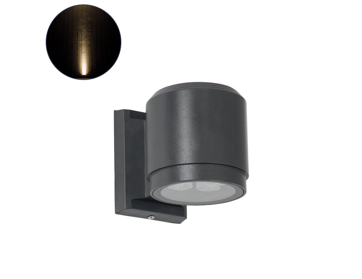 GloboStar® WALLLIGHT-SONA 90481 Φωτιστικό Τοίχου - Απλίκα LED 12W 1080lm 5° DC 24V Αδιάβροχο IP67 Μ9.5 x Π13 x Υ11cm Θερμό Λευκό 2700K - Γκρι Ανθρακί - 3 Years Warranty