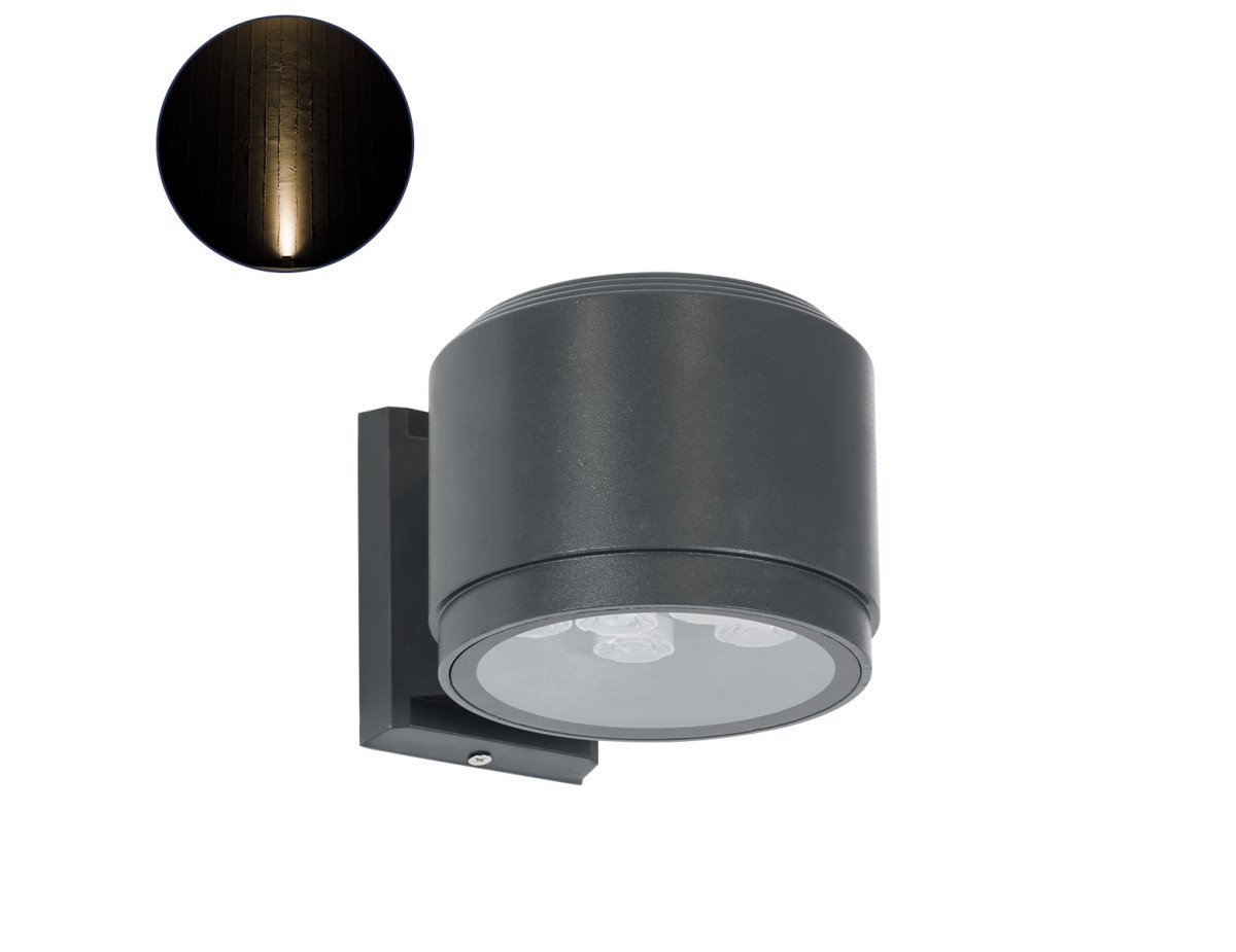 GloboStar® WALLLIGHT-GONA 90483 Φωτιστικό Τοίχου - Απλίκα LED 24W 2160lm 5° DC 24V Αδιάβροχο IP67 Μ13 x Π16.5 x Υ5cm Θερμό Λευκό 2700K - Γκρι Ανθρακί - 3 Years Warranty