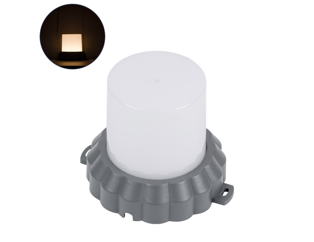 GloboStar® WALLLIGHT-MONA 90629 Φωτιστικό Τοίχου - Απλίκα Point Light LED 12W 1320lm 360° DC 24V Αδιάβροχο IP65 Φ13 x Υ12.5cm Θερμό Λευκό 3000K - Γκρι Ανθρακί - 3 Years Warranty