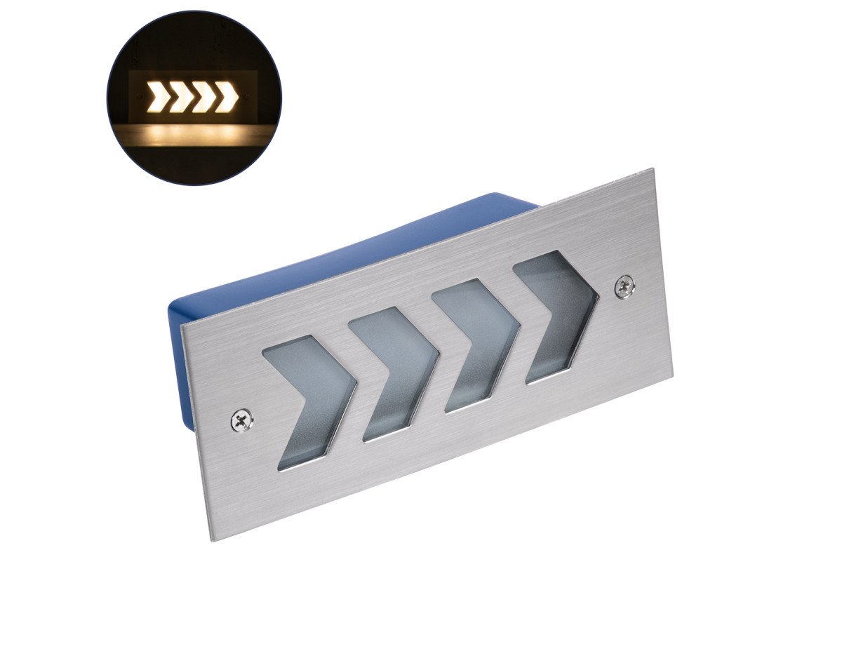 GloboStar® WALLLIGHT-ARINA 90670 Χωνευτό Φωτιστικό Τοίχου LED 6W 660lm 120° DC 24V Αδιάβροχο IP67 Μ17 x Π7 x Υ5.5cm Θερμό Λευκό 3000K - Ανοξείδωτο Ατσάλι - 3 Years Warranty