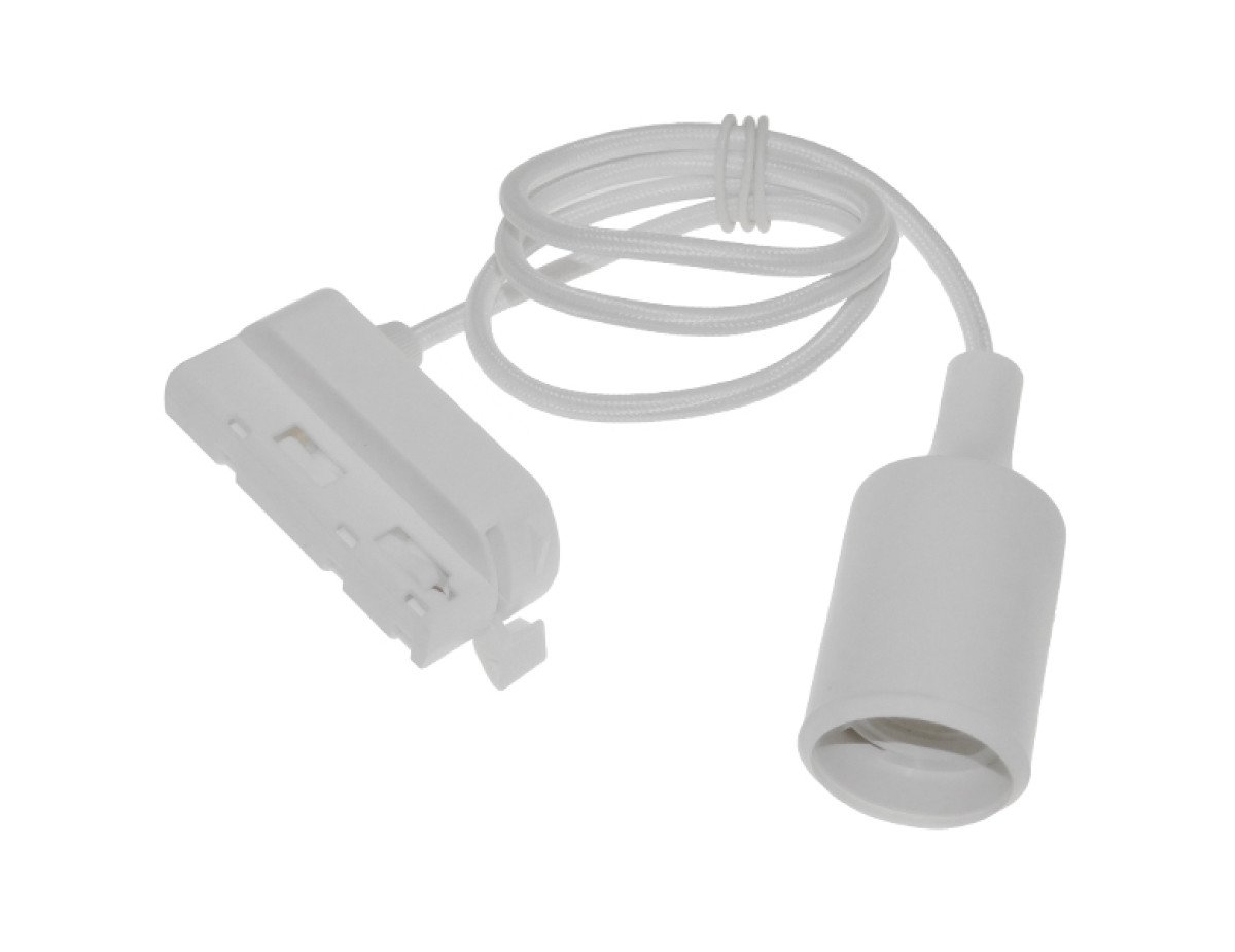 Διφασικός Connector 3 Καλωδίων με 1 Μέτρο Υφασμάτινο Καλώδιο και Ντουί E27 για Λευκή Ράγα Οροφής GloboStar 93128
