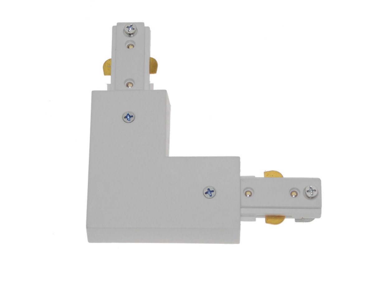 Διφασικός Connector 3 Καλωδίων Συνδεσμολογίας Ελ (L) για Λευκή Ράγα Οροφής GloboStar 93133