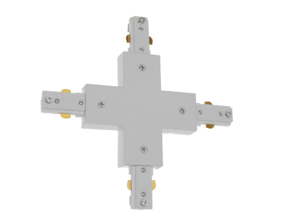 Διφασικός Connector 3 Καλωδίων Συνδεσμολογίας Cross (+) για Λευκή Ράγα Οροφής GloboStar 93135
