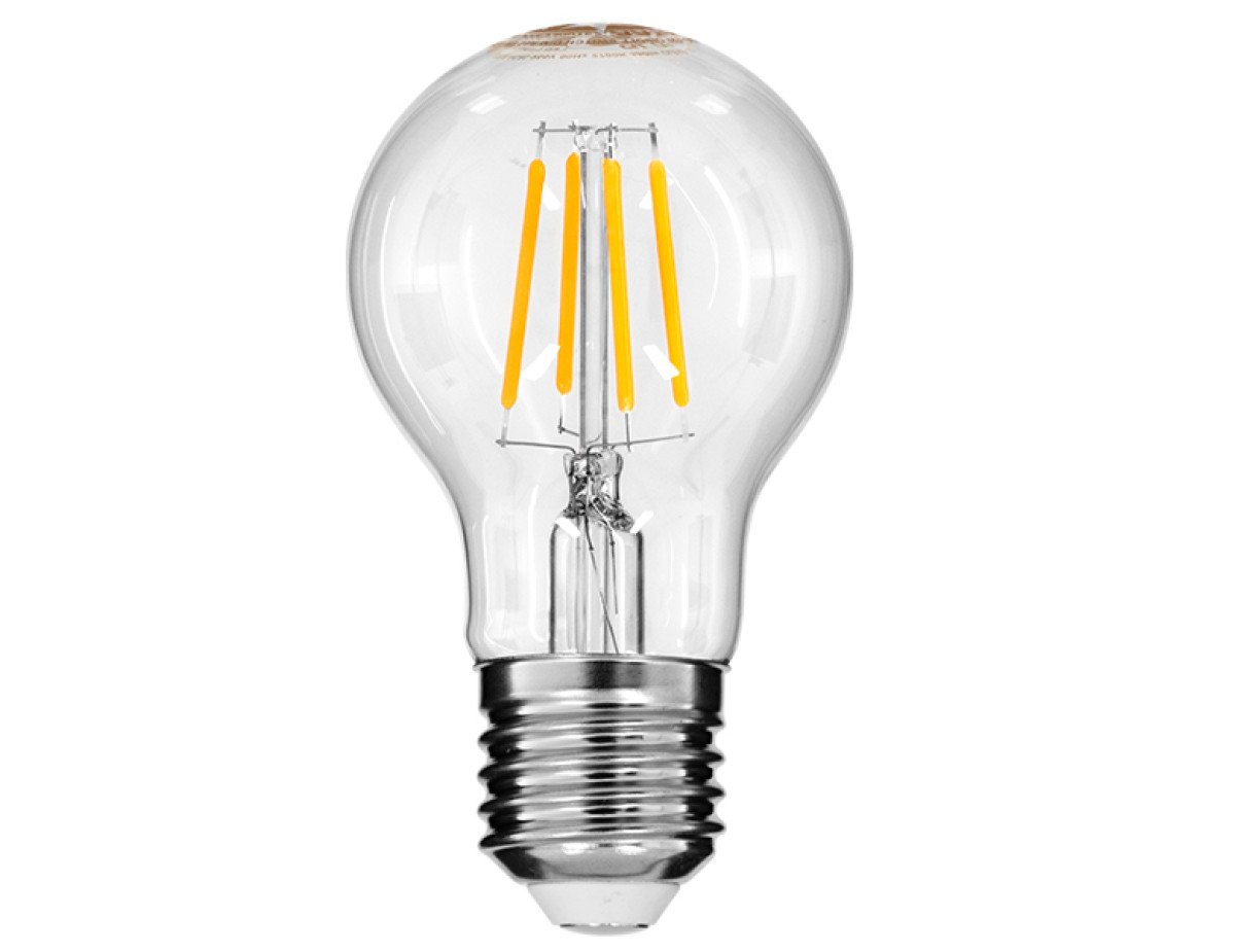 GloboStar® 99243 Λάμπα E27 A60 Γλόμπος LED On/Off Switch Dimmable FILAMENT 6W 580 lm 320° AC 85-265V με Διάφανο Γυαλί 3 Step Switch Dimmable Θερμό Λευκό 2700k