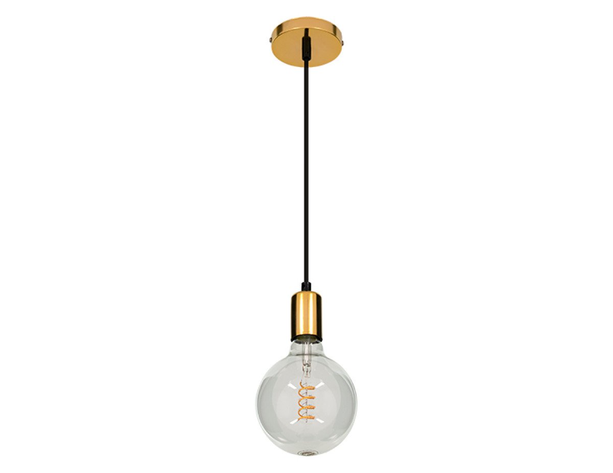 GloboStar® LUMI GOLD 99421 Μοντέρνο Μεταλλικό Κρεμαστό Φωτιστικό Οροφής Ανάρτηση Μονόφωτο 1 x E27 Χρυσό Φ4 x Y118cm