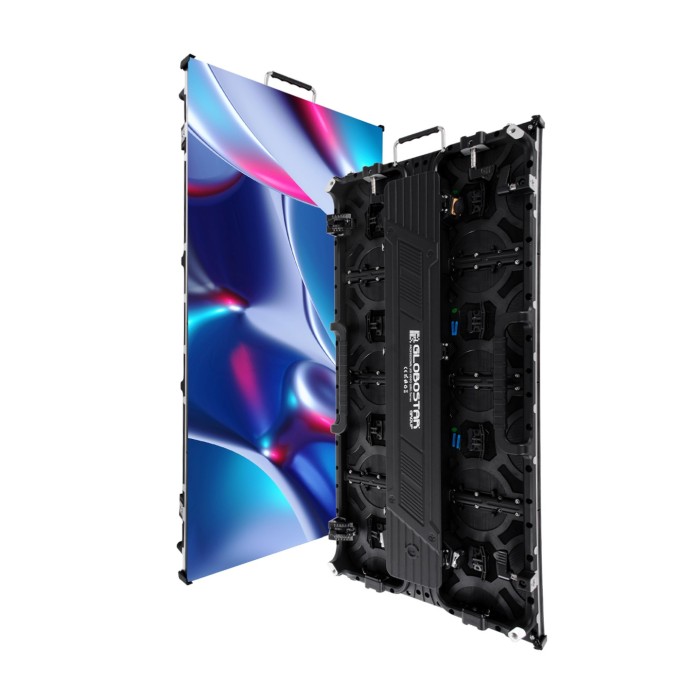 GLOBOSTAR® LUMOWALL 41003 Κυρτή Οθόνη Video Wall P3.91 Καμπίνα 50x100cm LED 360W 3840Hz 32768 Dots ≥5600cd/㎡ Nits AC 220-240V Εξωτερικού Χώρου IP65 Full Color S1/16 14Bits - Κάρτα NovaStar A8S-N+HUB - Curved -10/+15 Angle - Προστατευτικά Γωνιών - Nationst