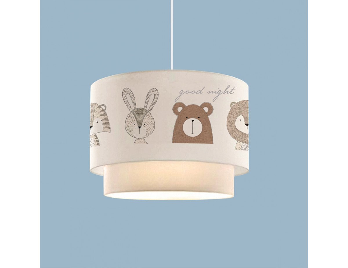 GloboStar® BEAR 204-0003 Παιδικό Κρεμαστό Φωτιστικό Φιγούρα Μονόφωτο 1 x E27 IP20 Λευκό Ύφασμα - Μ30 x Π30 x Υ70cm