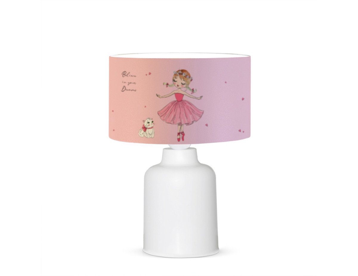 GloboStar® BALLERINA 204-0029 Παιδικό Eπιτραπέζιο Φωτιστικό Φιγούρα Μονόφωτο 1 x E27 IP20 Ροζ Ύφασμα - Μ24 x Π24 x Υ32cm