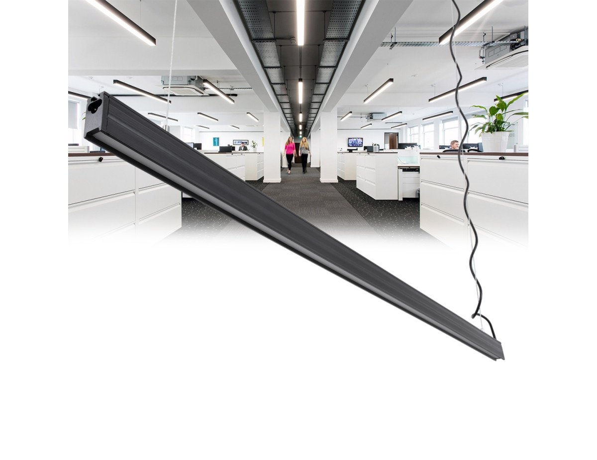 GloboStar® OFFICE 61024-P Γραμμικό Κρεμαστό Φωτιστικό Linear LED 18W 2200lm 120° AC 220-240V Μ120 x Π2 x Υ4cm Φυσικό Λευκό 4500K - Μαύρο - 3 Years Warranty