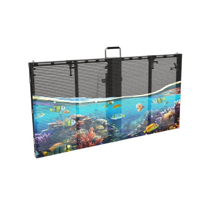 GLOBOSTAR® TRUEVIEW 41006 Διάφανη Οθόνη Video Wall P3.91 Καμπίνα 100x50cm LED 130W 3840Hz 32768 Dots ≥4500cd/㎡ Nits AC 220-240V Εξωτερικού Χώρου IP65 Full Color S1/8 14Bits - Κάρτα NovaStar A5S-N - Nationstar SMD1921 & Yuanchi Driver - Μ100 x Π8 x Υ50