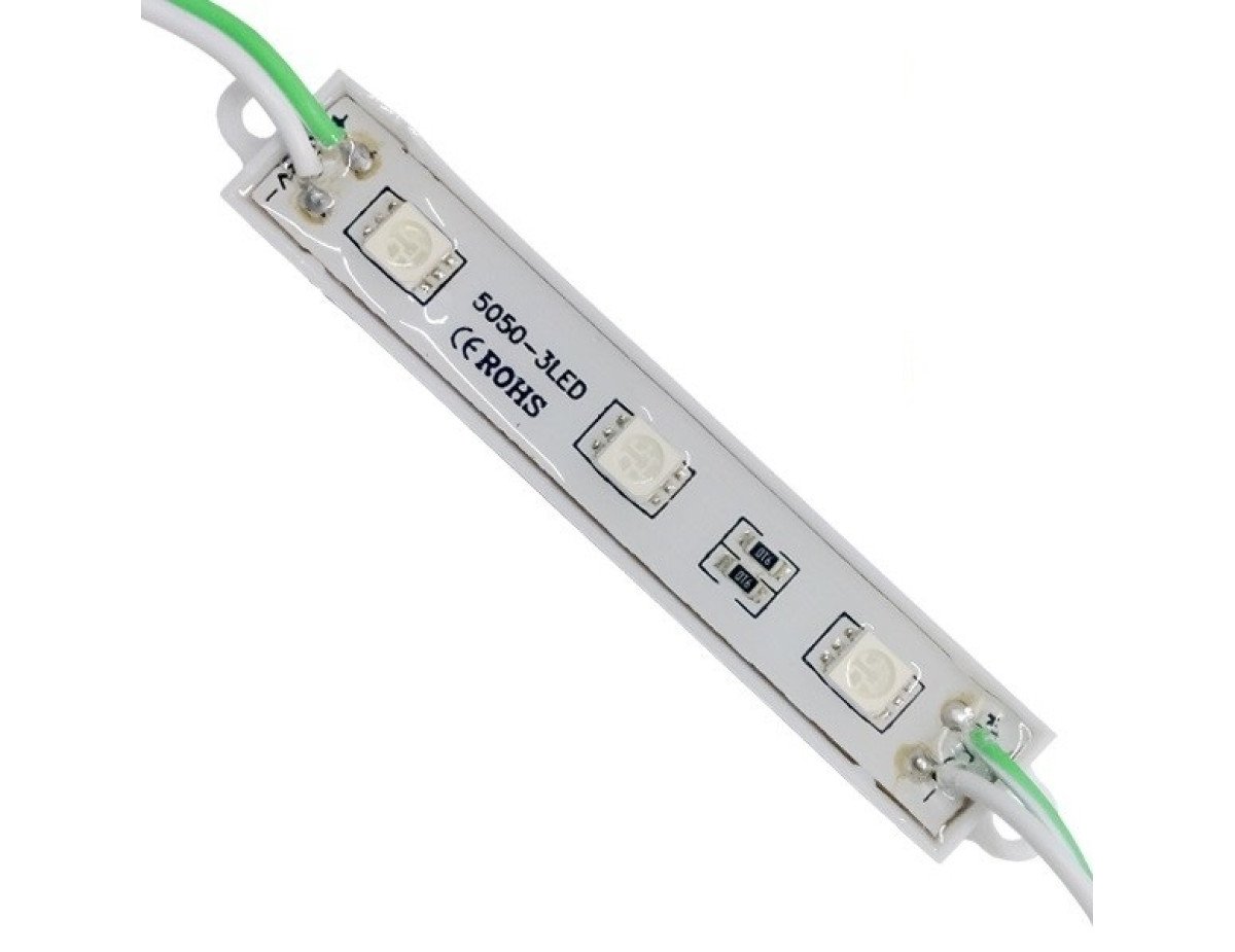 20 Τεμάχια x LED Module 3 SMD 5050 0.8W 12V 50lm IP65 Αδιάβροχο Πράσινο GloboStar 65003