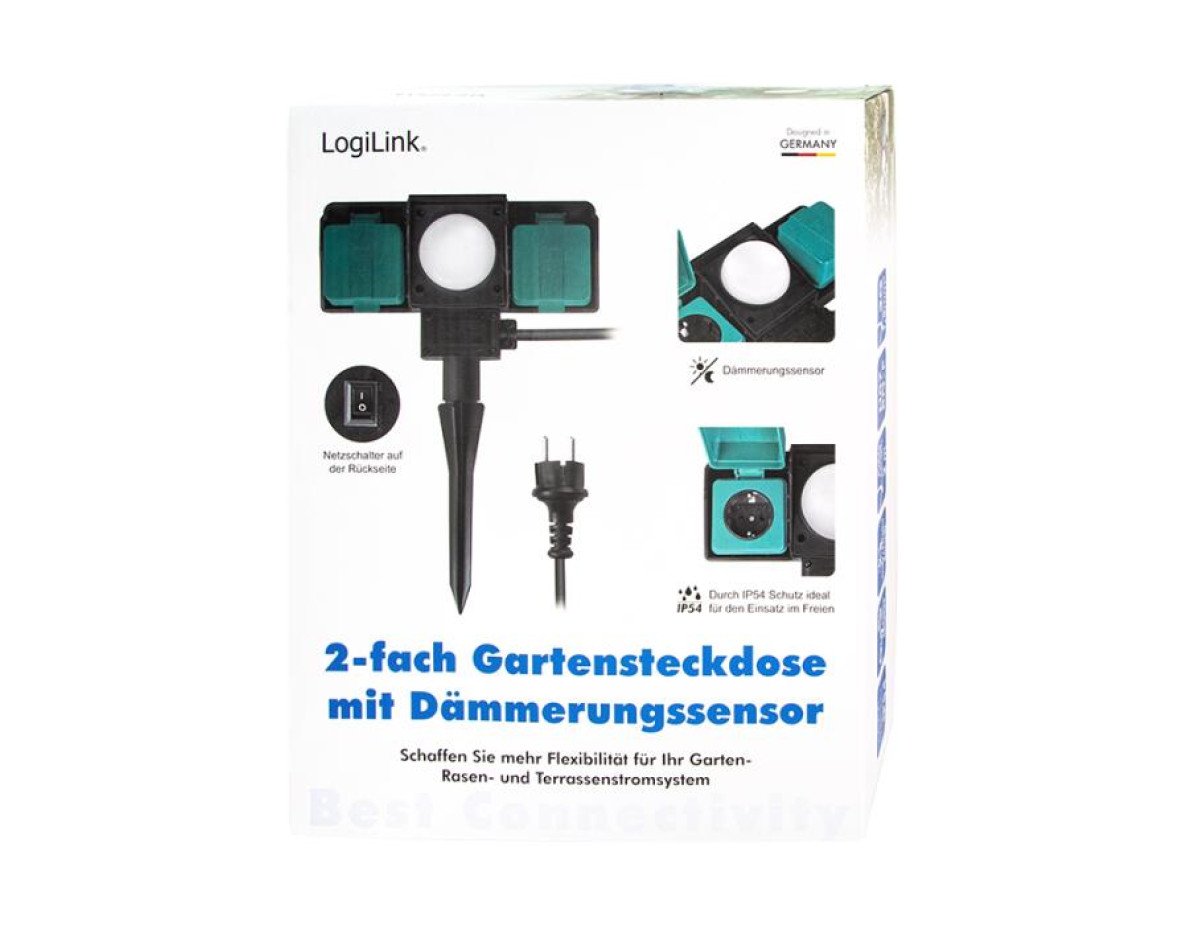 Outdoor Socket 2xSchuko with Sensor Logilink LPS226 2m