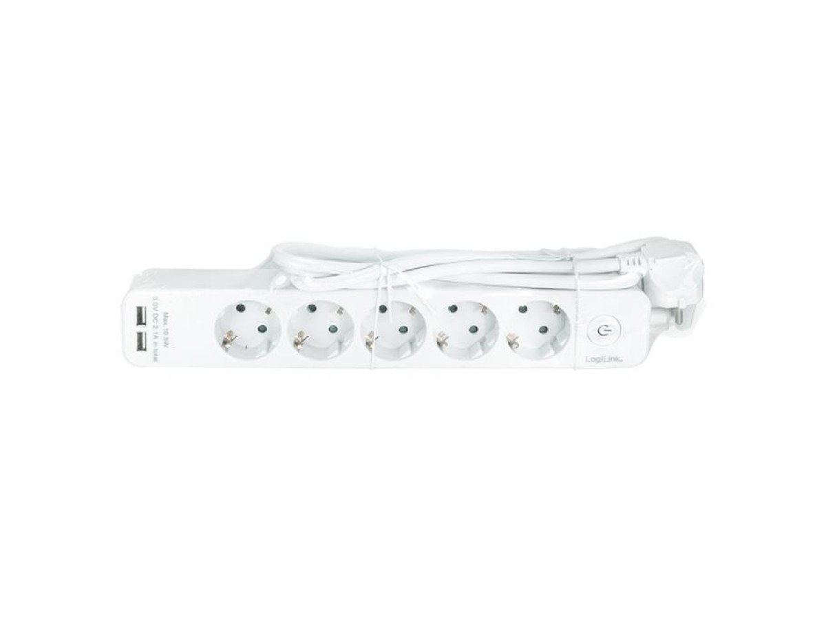 Socket 5xSchuko with 2xUSB Logilink LPS249U 1,5m