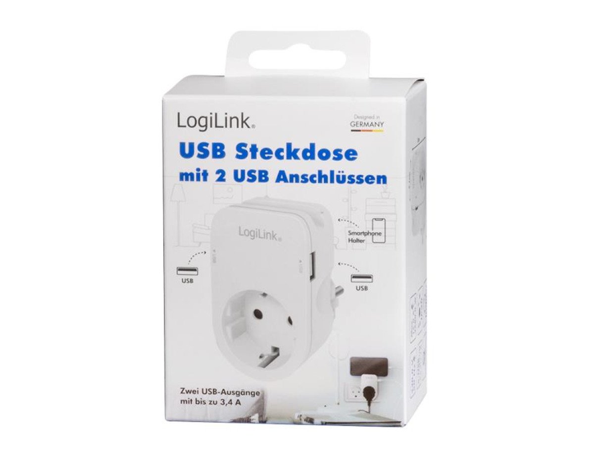 Protection Socket 1xSchuko with 2xUSB Logilink PA0247