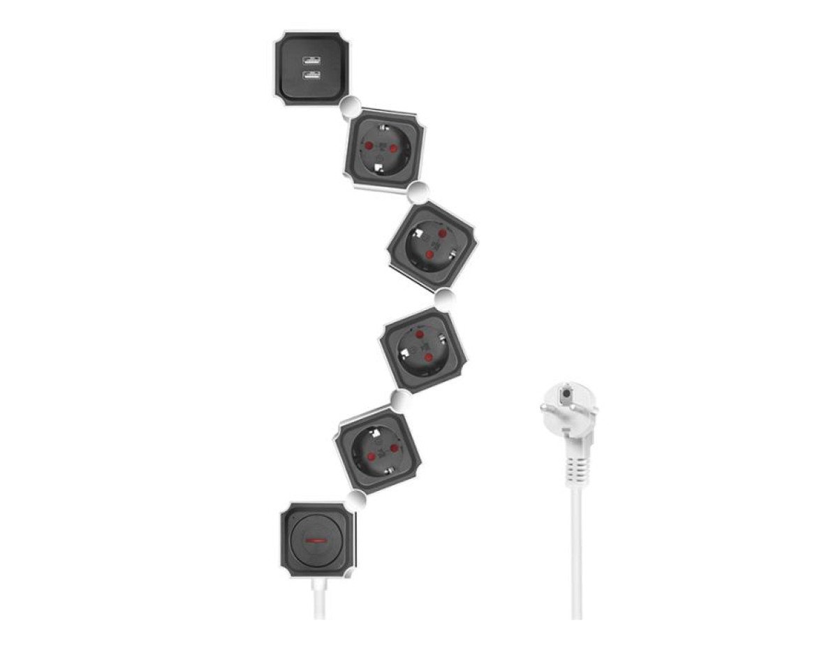 Flexible Socket 4xSchuko with 2xUSB Logilink LPS276U 1,5m