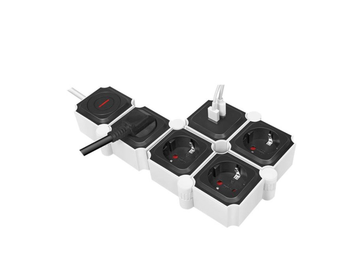 Flexible Socket 4xSchuko with 2xUSB Logilink LPS276U 1,5m