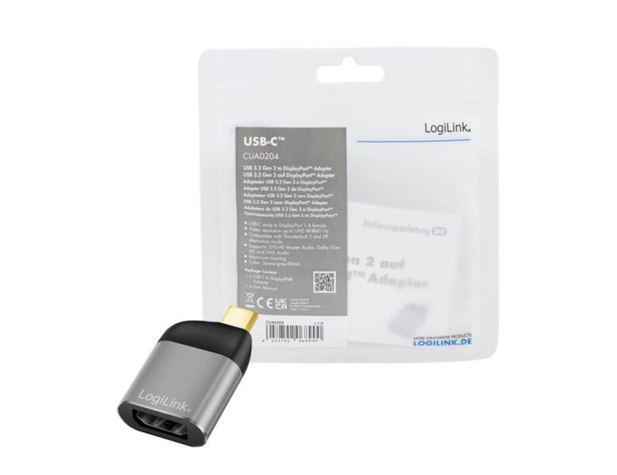 Adaptor TYPE-C/M  to DP/F 8K USB 3.2 Gen2 Logilink CUA0204