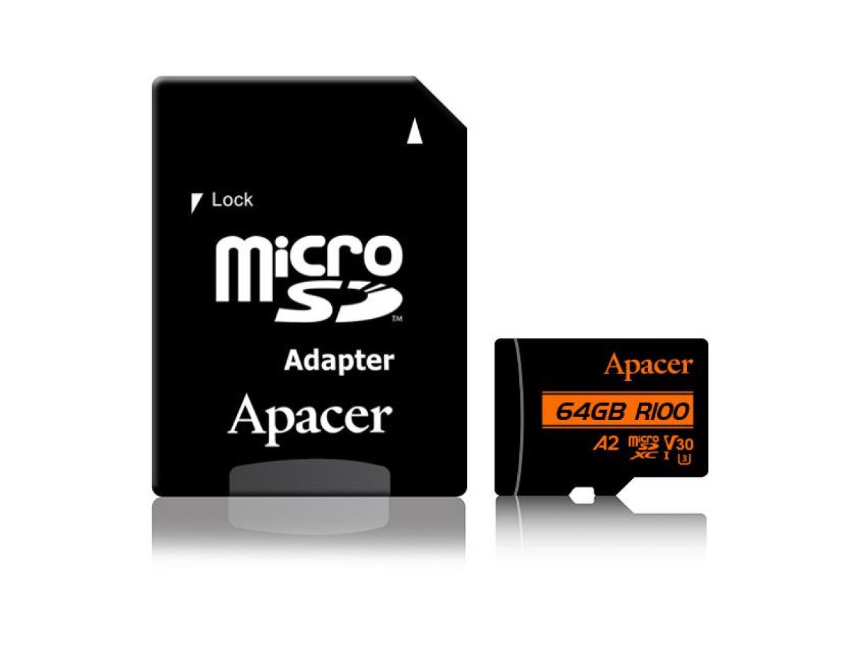 Memory Card Micro SDXC UHS-I U3 V30 64GB Apacer A2