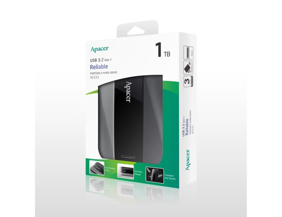 USB 3.2 External HDD 2.5 Gen1 Apacer AC533 1T Black