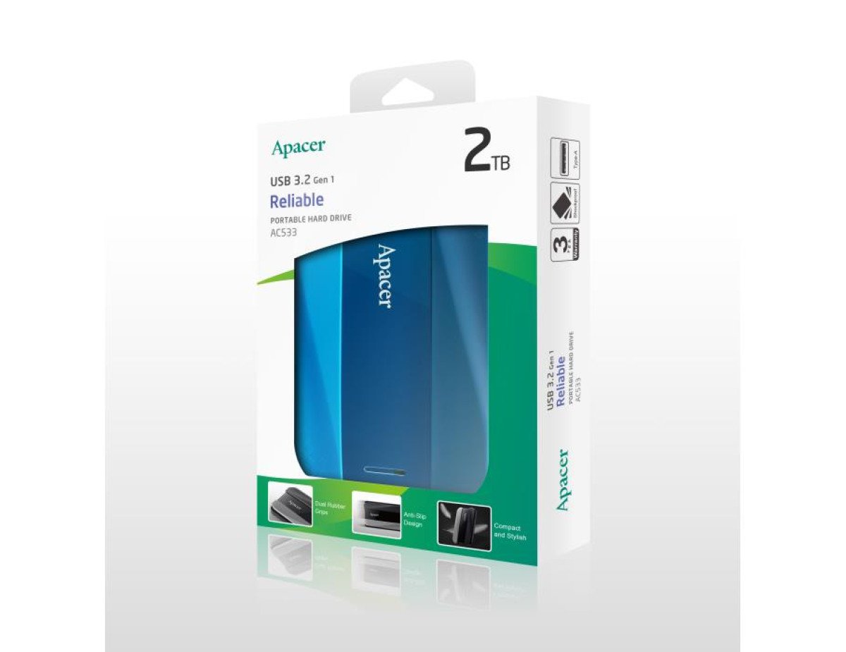 USB 3.2 External HDD 2.5 Gen1 Apacer AC533 2T Blue