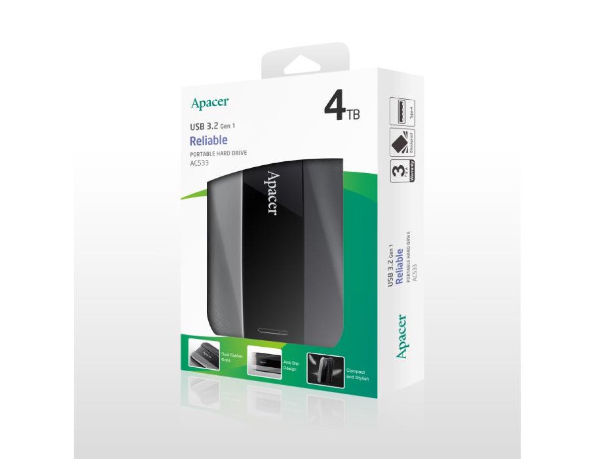 USB 3.2 External HDD 2.5 Gen1 Apacer AC533 4T Black