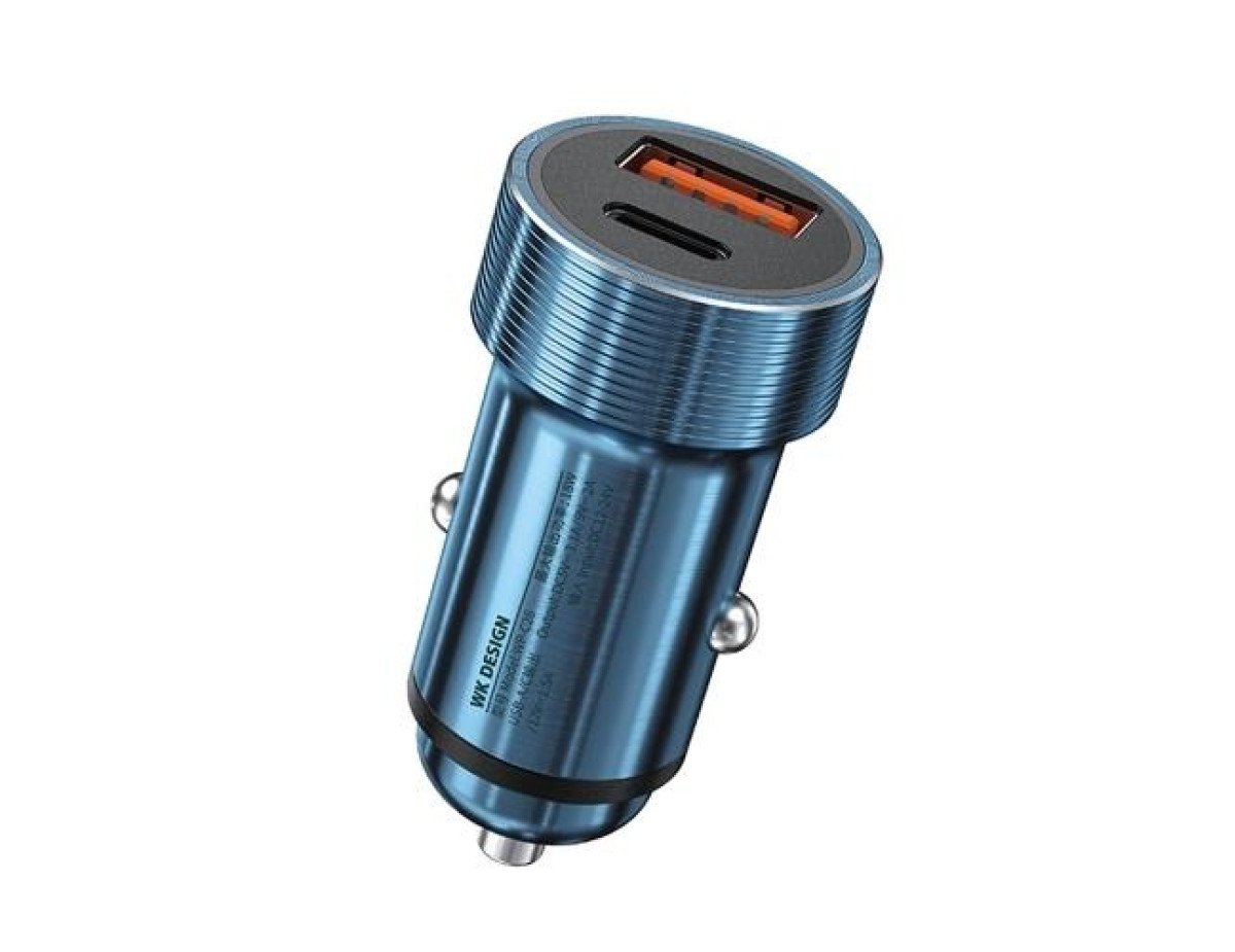 Car Charger WK 18W PD+USB QC3.0 Blue WP-C28