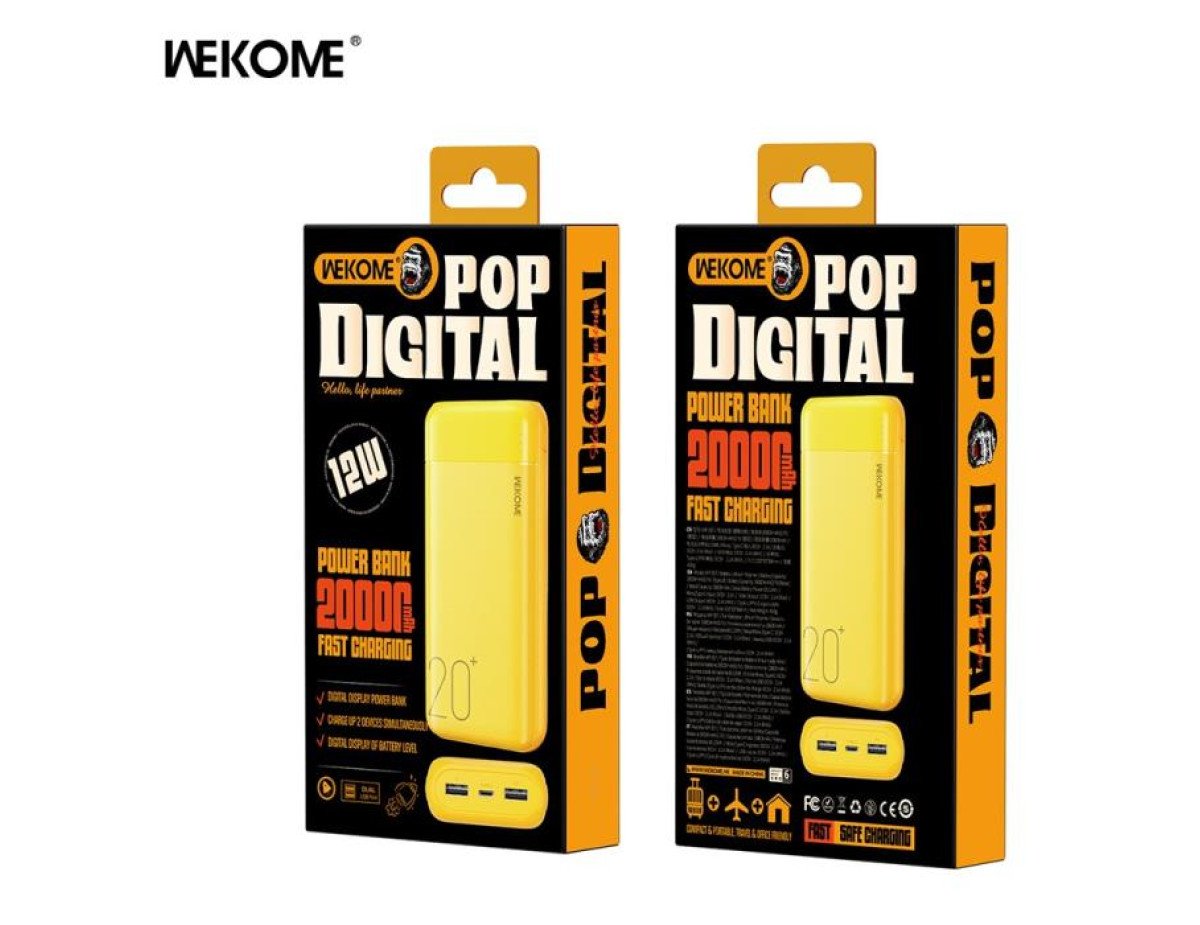 Power Bank WK 20000mAh 10W USBx2 Yellow WP-02