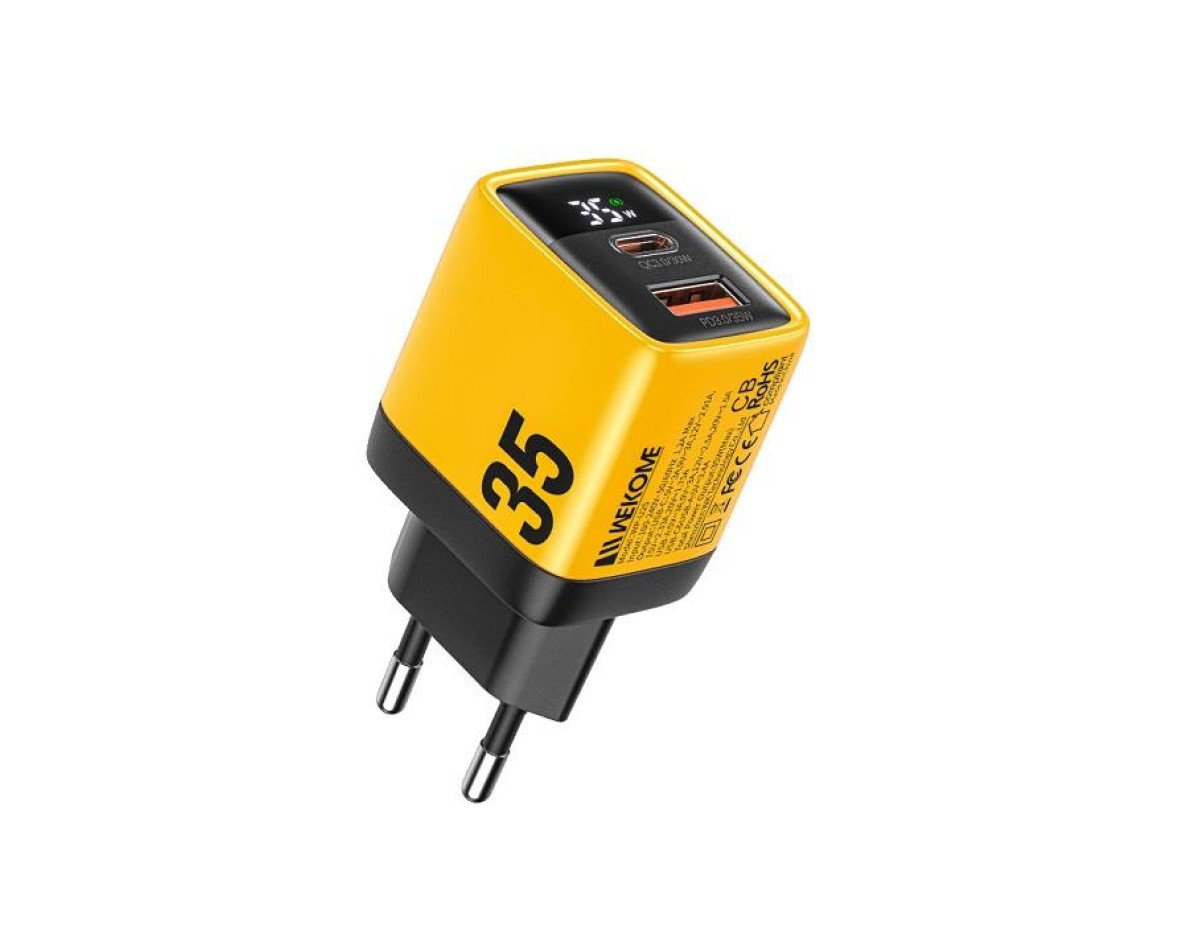 Charger GaN WK 35W PD+QC3.0 Yellow WP-U25