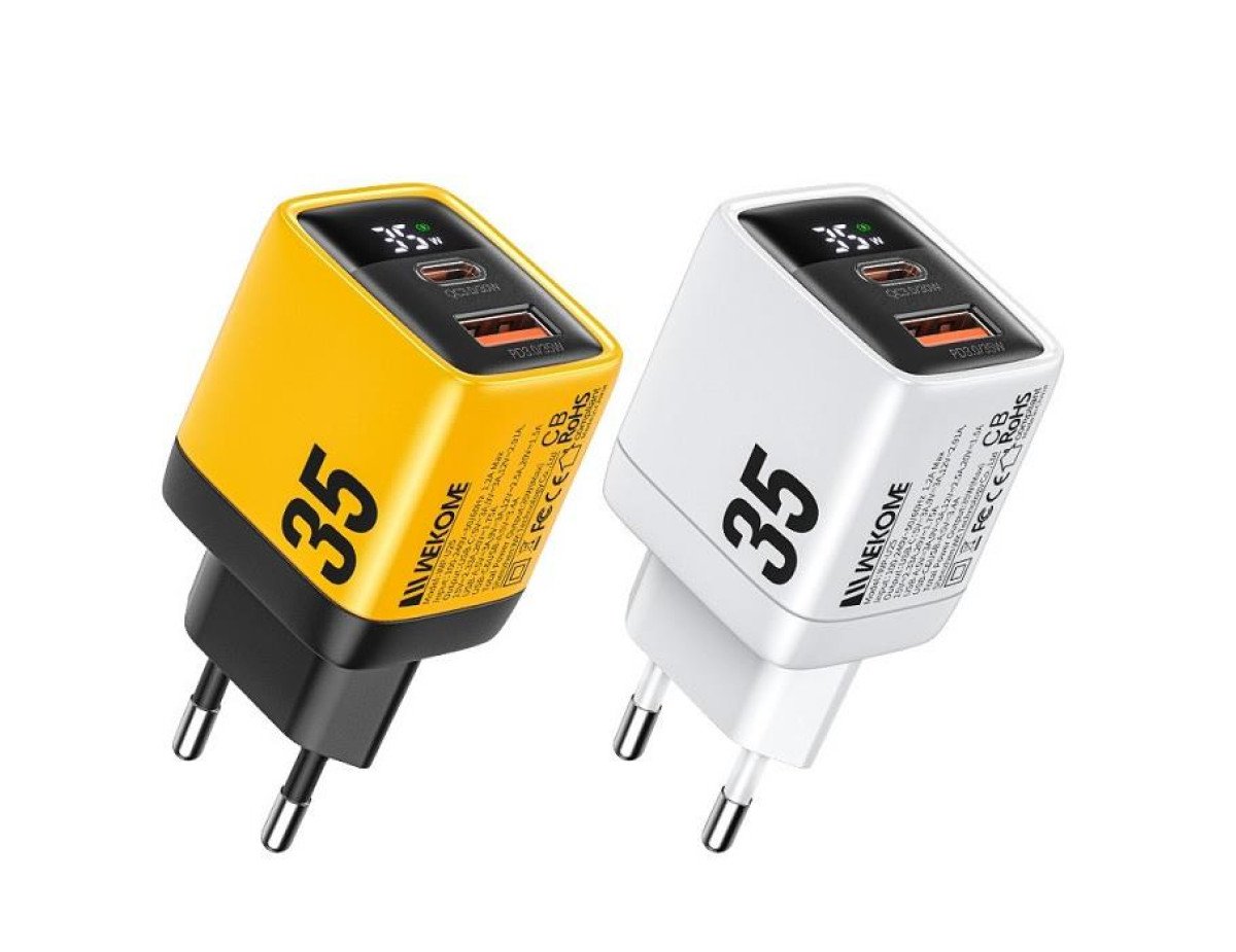 Charger GaN WK 35W PD+QC3.0 Yellow WP-U25