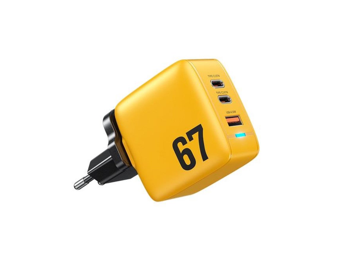 Charger GaN WK 67W PDx2+QC3.0 Yellow WP-U141