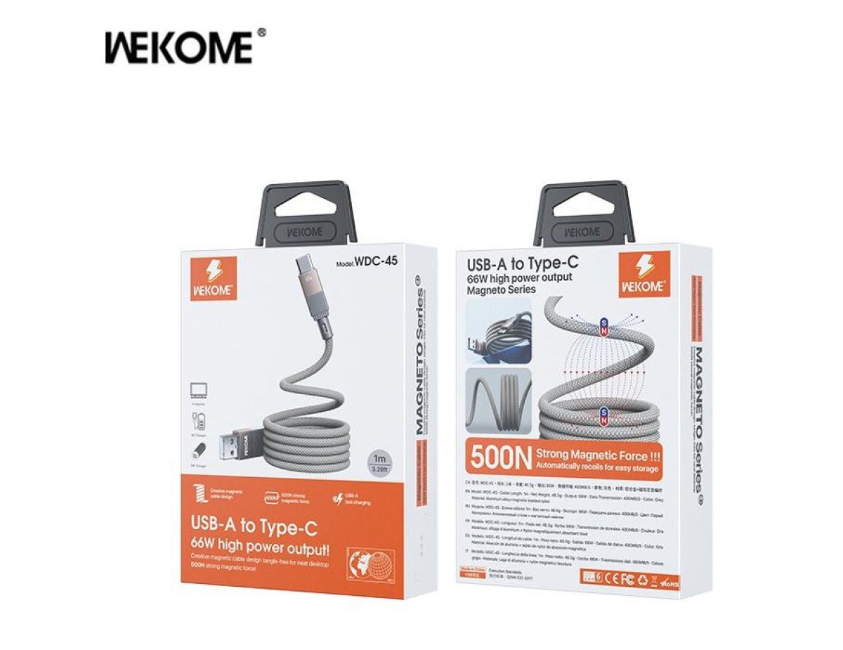 Charging Cable WK 66W TYPE-C Grey 1m WDC-45