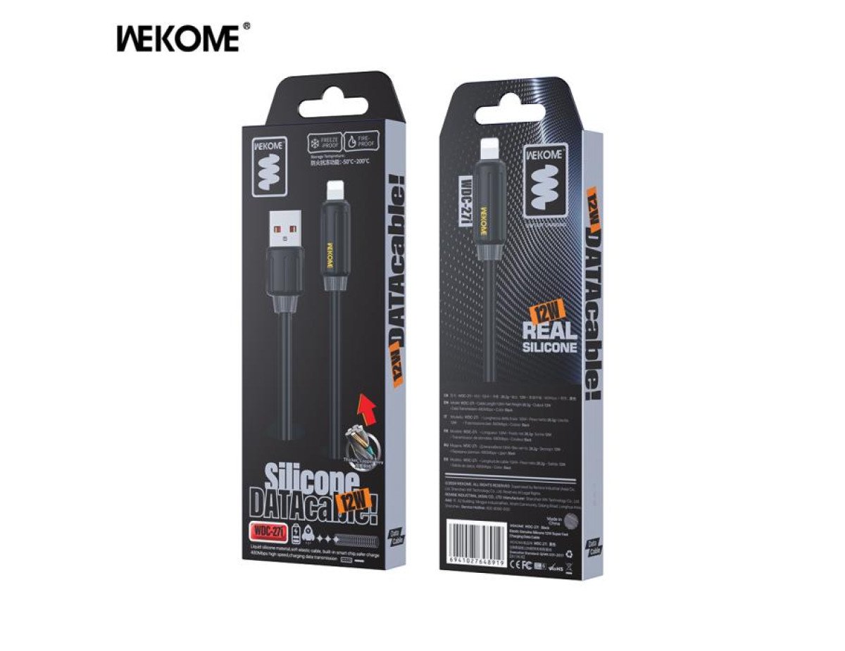 Charging Cable WK i6 Black 1m WDC-27i 3A