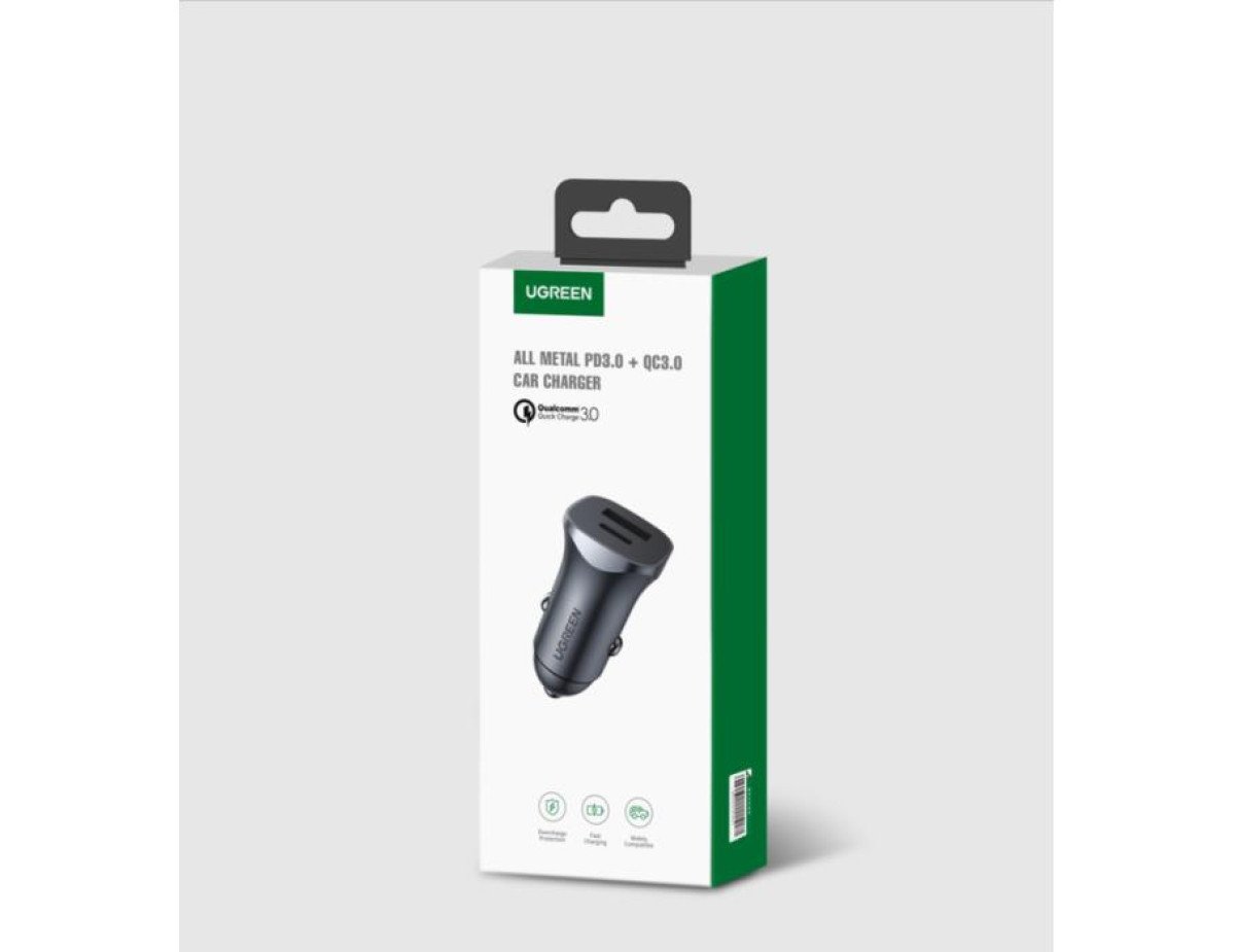 Car Charger UGREEN CD130 24W PD+USB QC3.0 Silver 30780