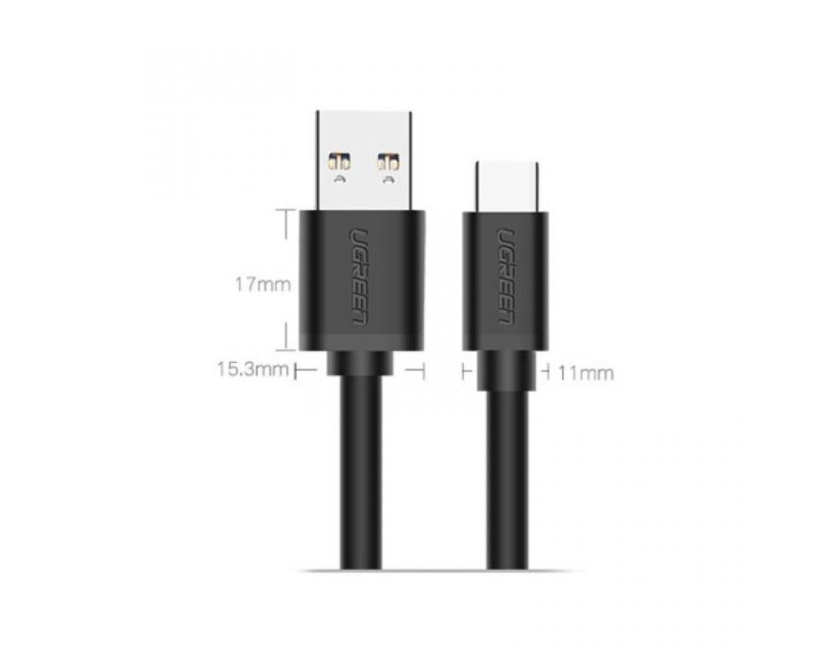 Charging Cable USB 3.0 UGREEN US184 TYPE-C Black Nickel 1m 20882