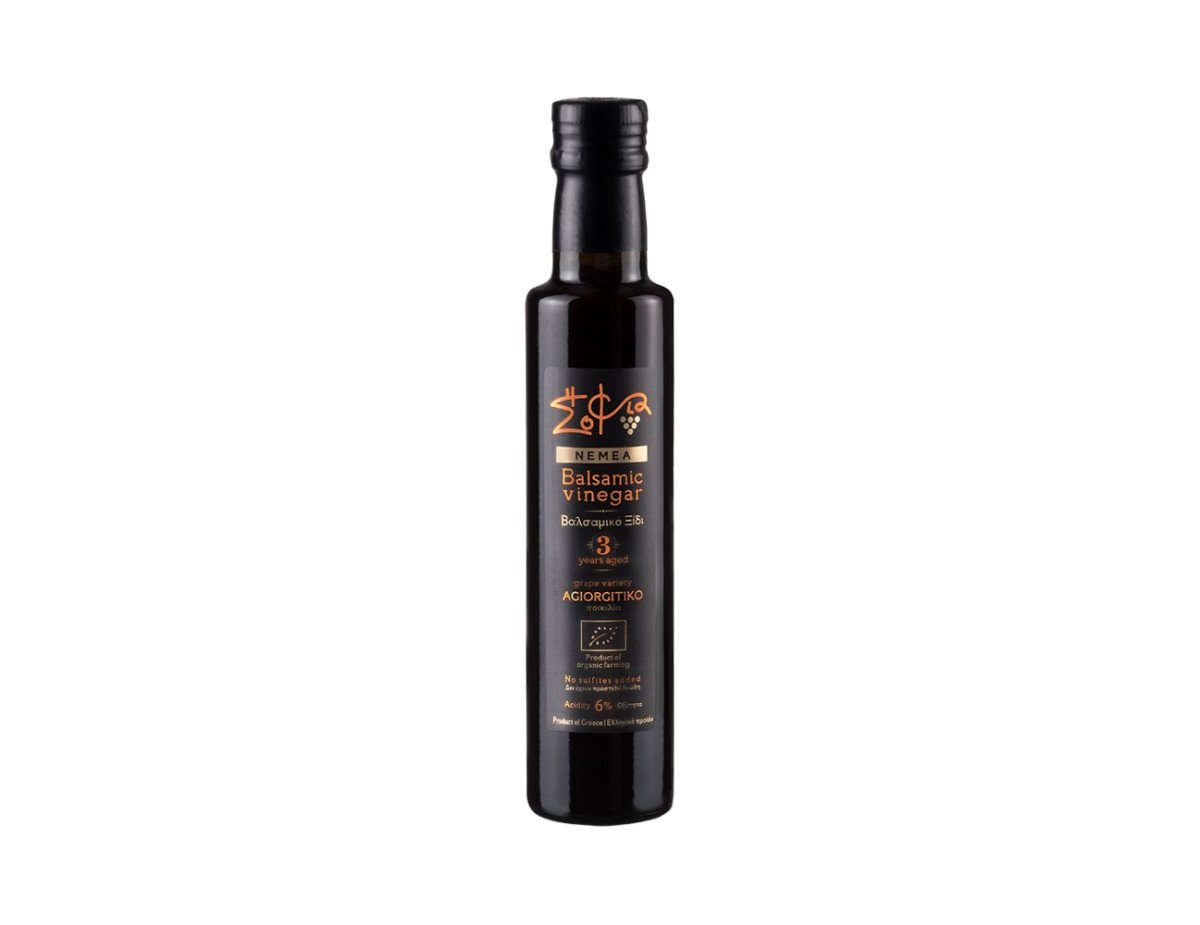 Wisdom Of Nature: Organic Red Balsamic Vinegar From Agiorgitiko Variety - Aged 3 Years (Glass Bottle -250ml)